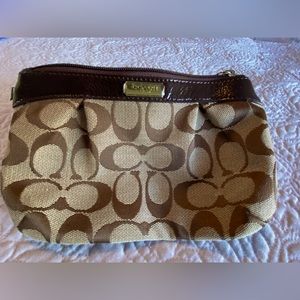 Coach Brown Classic Pattern Wristlet